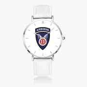 Top View - 11th Airborne Division Ultra Thin Watch (White Strap)