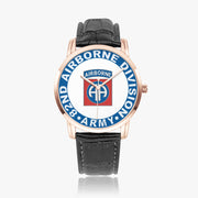 82nd Airborne Division-Wide Type Golden Watch with a Black Leather Band