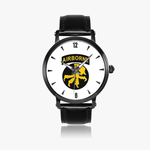 17th Airborne Division-46mm Automatic Watch with a Black Leather Band