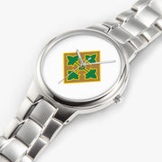 Top View - 4th Infantry Division-Silver Stainless Steel Silver Quartz Watch