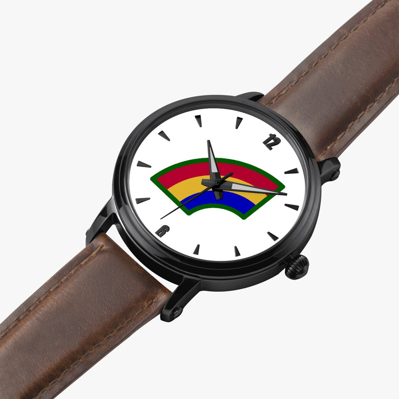 42nd Infantry Division-46mm Automatic Watch is displayed in a perspective view on a white background with a brown leather band