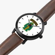 Special Forces Airborne-46mm Automatic Watch is displayed in a perspective view on a white background with a brown leather band