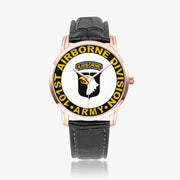 101st Airborne Division-Wide Type Golden Watch with a Black Leather Band