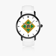 4th Infantry Division-46mm Automatic Watch with a White Leather Band