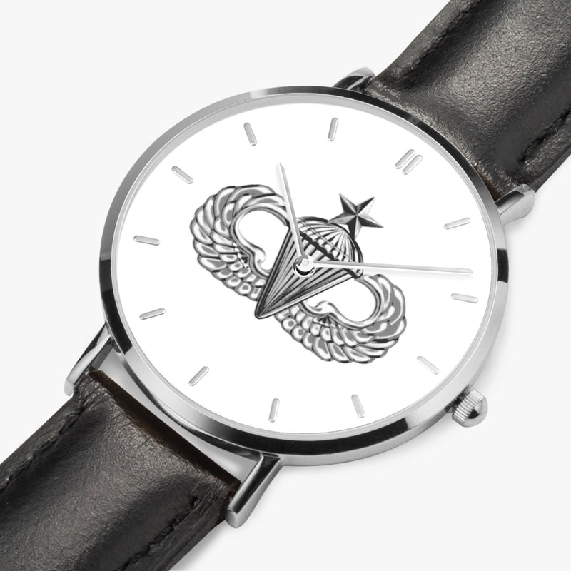 Perspective View - Senior Parachutist Ultra Thin Watch (Black Strap)