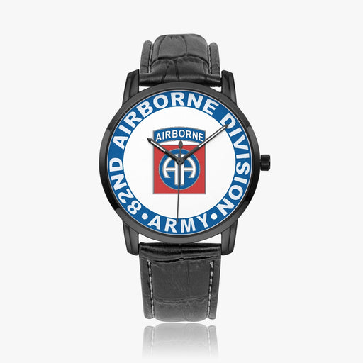 82nd Airborne Division-Wide Type Black Watch with a Black Leather Band