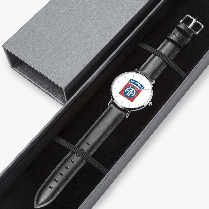 Watch Case with 82nd Airborne Division Ultra Thin Watch (Black Strap)
