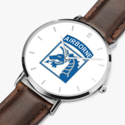 Perspective View - XVIII Airborne Corps Ultra Thin Watch (Brown Strap)