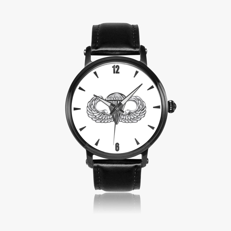 Basic Parachutist-46mm Automatic Watch with a Black Leather Band