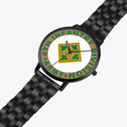 4th Infantry Division Watch is displayed in a perspective view on a white background with the black metal strap stretched out.