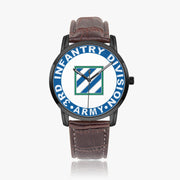 3rd Infantry Division-Wide Type Black Watch with a Brown Leather Band