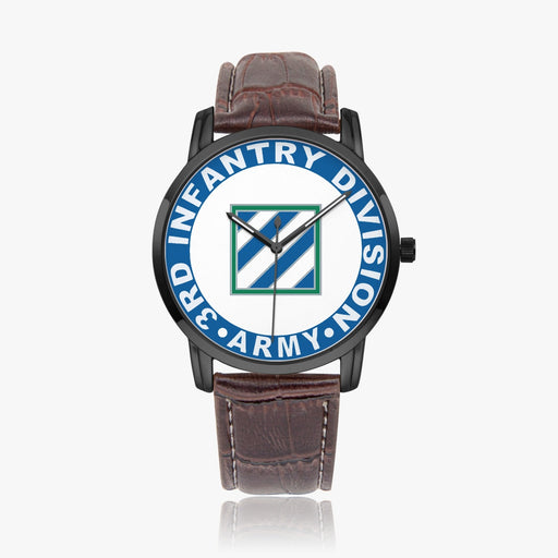 3rd Infantry Division-Wide Type Black Watch with a Brown Leather Band