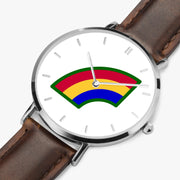 Perspective View - 42nd Infantry Division Ultra Thin Watch (Brown Strap)