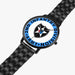 2nd Infantry Division Watch is displayed in a perspective view on a white background with the black metal strap stretched out.