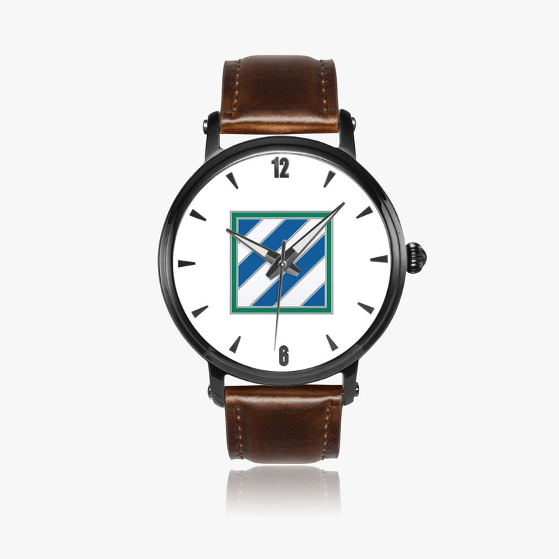 3rd Infantry Division-46mm Automatic Watch with a Brown Leather Band