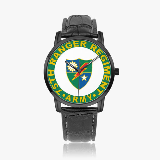 75th Ranger Regiment-Wide Type Black Watch with a Black Leather Band