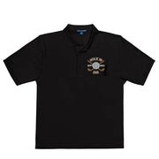 "Hole in One with Personalized Month and Year" - Black Golf shirt • 65% polyester, 35% cotton pique • Relaxed fit that runs large • Flat knit collar and cuffs