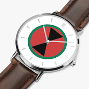Perspective View - 7th Infantry Division Ultra Thin Watch (Brown Strap)