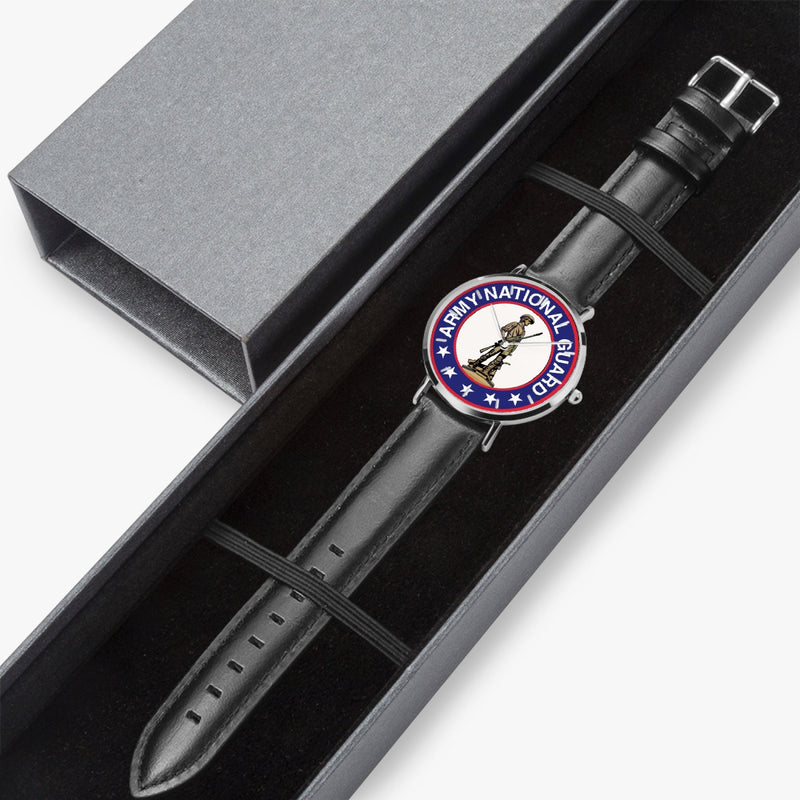 Watch Case with US Army National Guard Ultra Thin Watch (Black Strap)