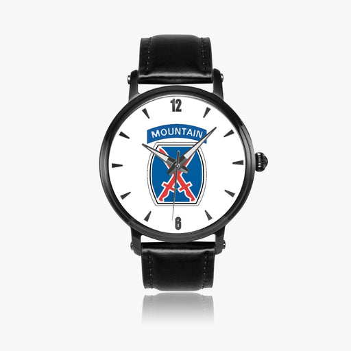 10th Mountain Division-46mm Automatic Watch with a Black Leather Band