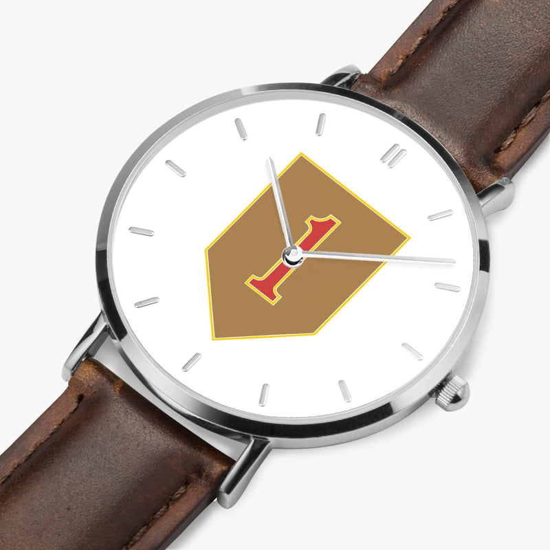 Perspective View - 1st Infantry Division Ultra Thin Watch (Brown Strap)