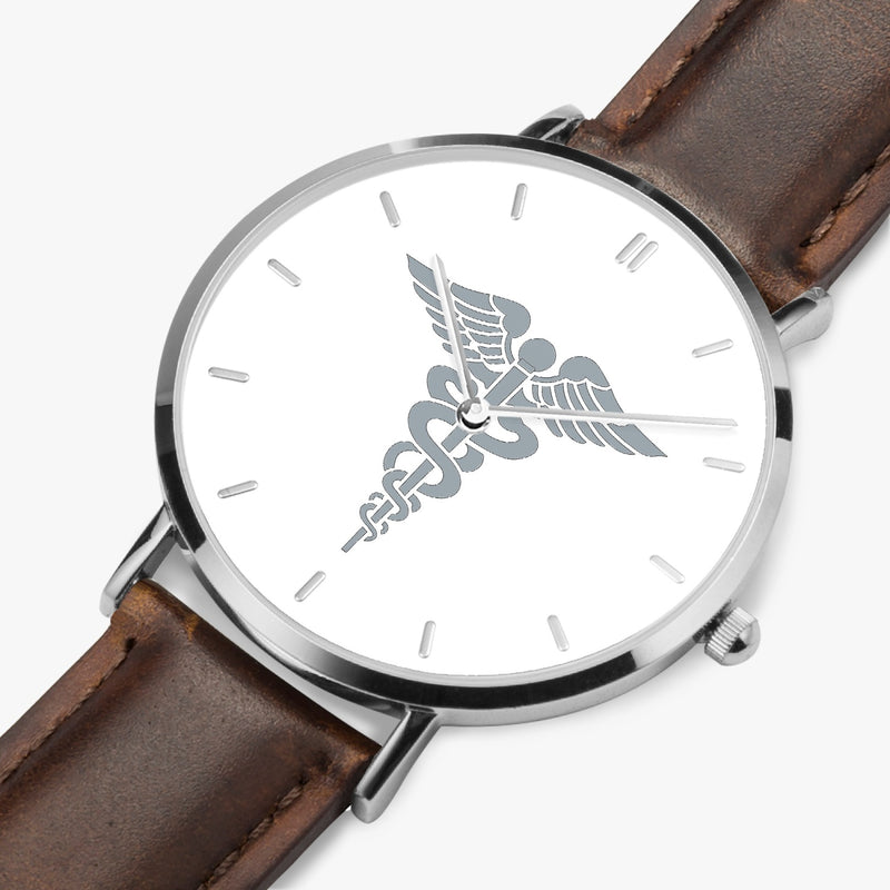 Perspective View - Hospital Corpsman Ultra Thin Watch (Brown Strap)