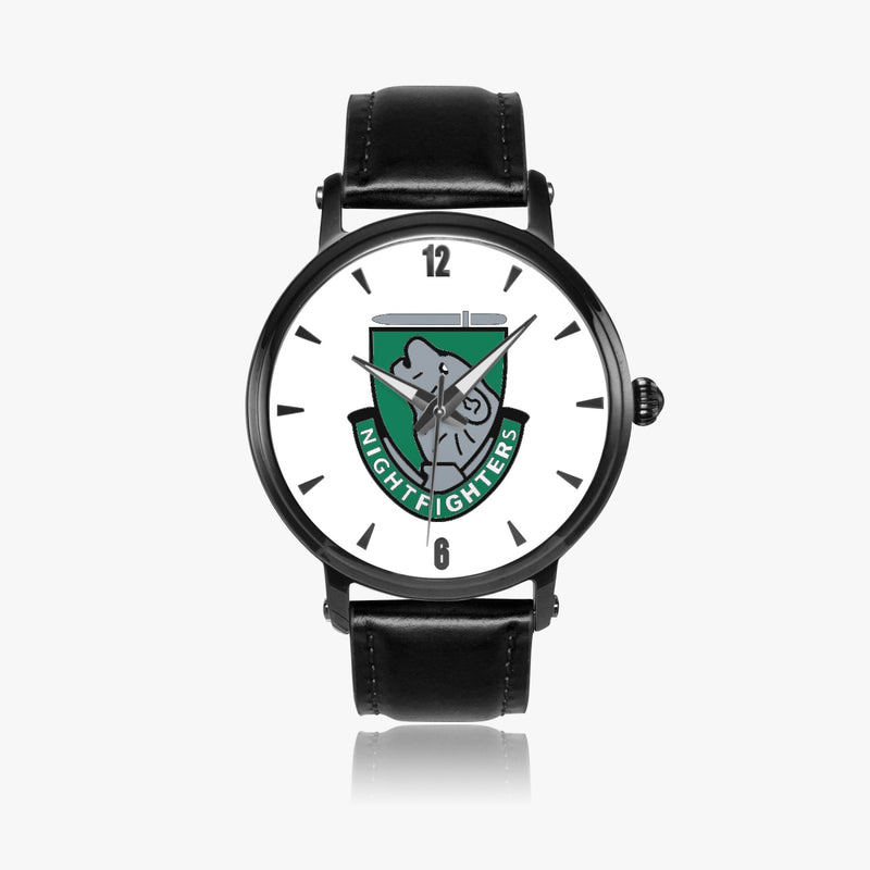 104th Infantry Division-46mm Automatic Watch with a Black Leather Band