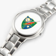 Top View - 75th Ranger Regiment-Silver Stainless Steel Silver Quartz Watch