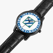 3rd Infantry Division-Wide Type Black Watch is displayed in a perspective view on a white background with the black leather band