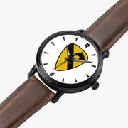 1st Cavalry Division-46mm Automatic Watch is displayed in a perspective view on a white background with a brown leather band