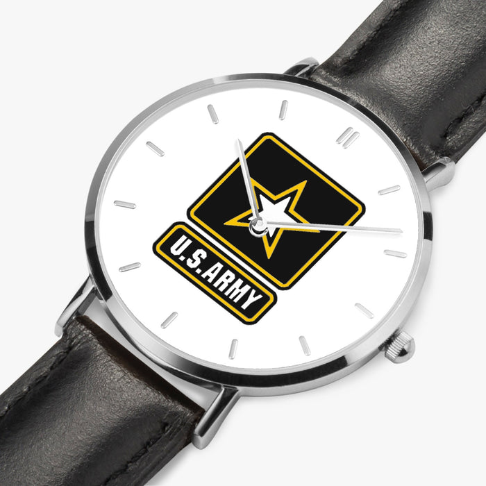 Perspective View - US Army Ultra Thin Watch (Black Strap)