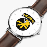 Perspective View - 17th Airborne Division Ultra Thin Watch (Brown Strap)