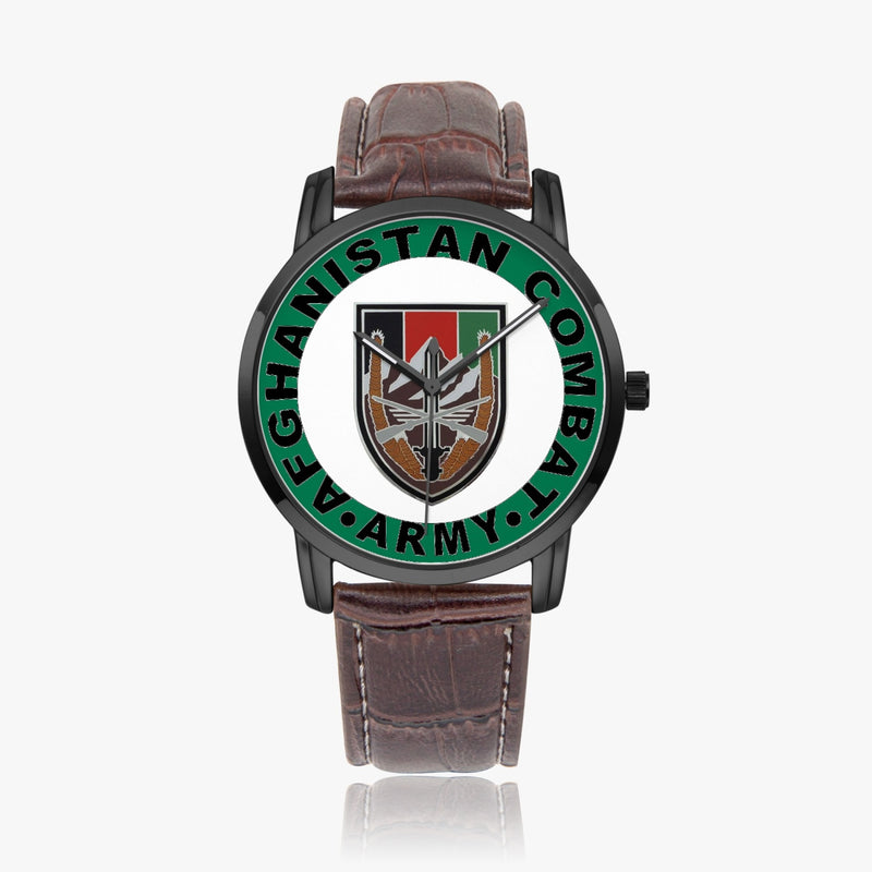 US Forces Afghanistan-Wide Type Black Watch with a Brown Leather Band