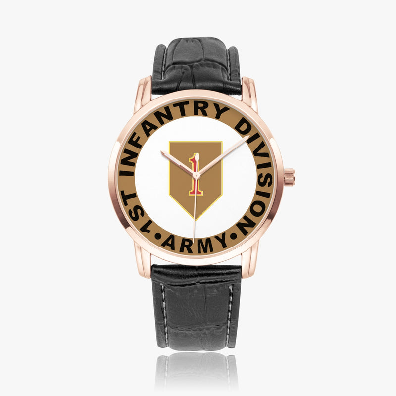 1st Infantry Division-Wide Type Golden Watch with a Black Leather Band