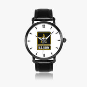 US Army-46mm Automatic Watch with a Black Leather Band