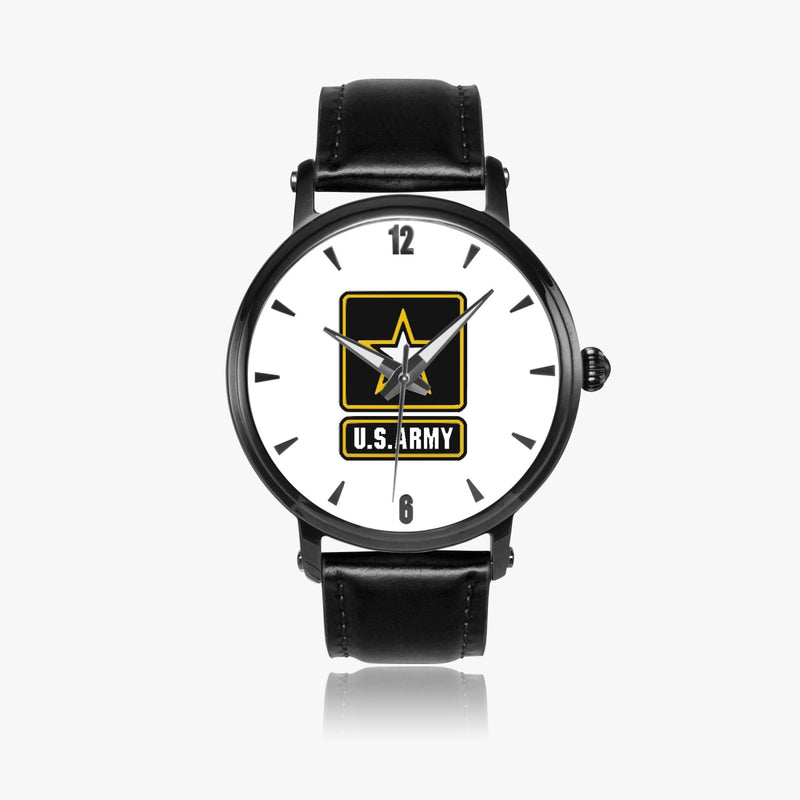 US Army-46mm Automatic Watch with a Black Leather Band