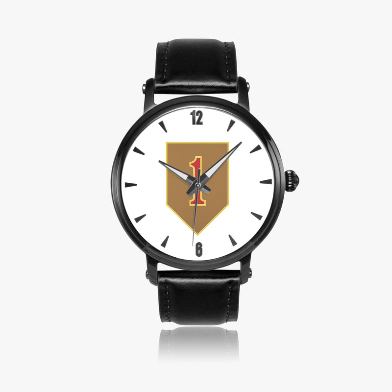 1st Infantry Division-46mm Automatic Watch with a Black Leather Band