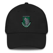 A black 104th Infantry Division Hat with the logo on the front.  The hat has a curved visor and an adjustable strap at the back.