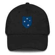 A black 23rd Infantry Division Hat with the logo on the front.  The hat has a curved visor and an adjustable strap at the back.