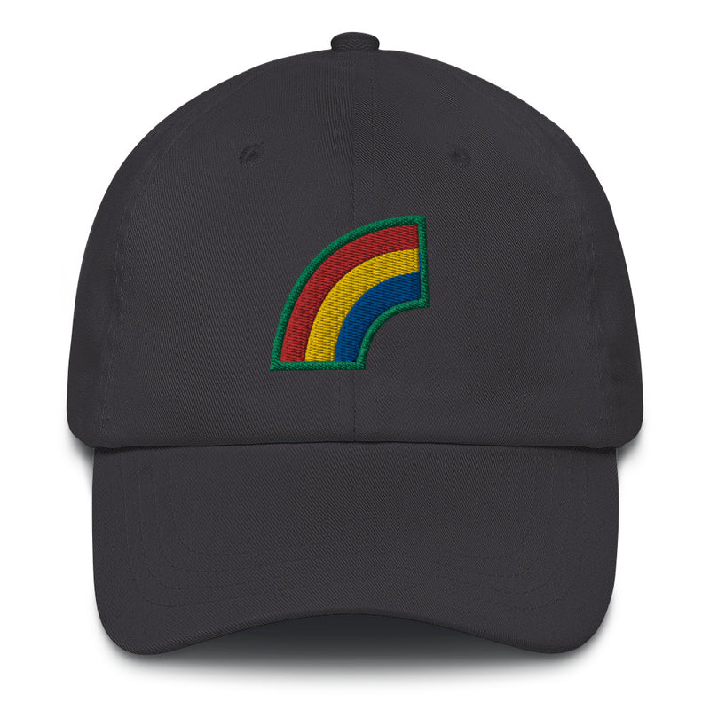 A dark grey 42nd Infantry Division Hat with the logo on the front.  The hat has a curved visor and an adjustable strap at the back.