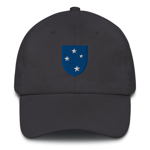 A navy 23rd Infantry Division Hat with the logo on the front.  The hat has a curved visor and an adjustable strap at the back.