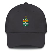 A dark grey 3rd Cavalry Regiment Hat with the logo on the front.  The hat has a curved visor and an adjustable strap at the back.