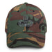 A military style Master Parachutist Hat with camouflage and the logo on the front.  The hat has a curved visor and an adjustable strap at the back. 