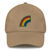 A khaki colored 42nd Infantry Division Hat with the logo on the front.  The hat has a curved visor and an adjustable strap at the back.