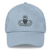 A light blue Master Parachutist Hat with the logo on the front.  The hat has a curved visor and an adjustable strap at the back.