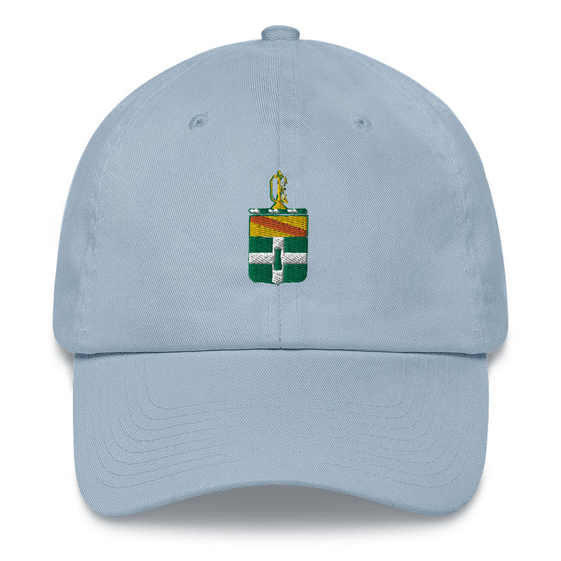 A light blue 3rd Cavalry Regiment Hat with the logo on the front.  The hat has a curved visor and an adjustable strap at the back.