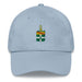 A light blue 3rd Cavalry Regiment Hat with the logo on the front.  The hat has a curved visor and an adjustable strap at the back.