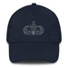 A navy blue Senior Parachutist Division Hat with the logo on the front.  The hat has a curved visor and an adjustable strap at the back.