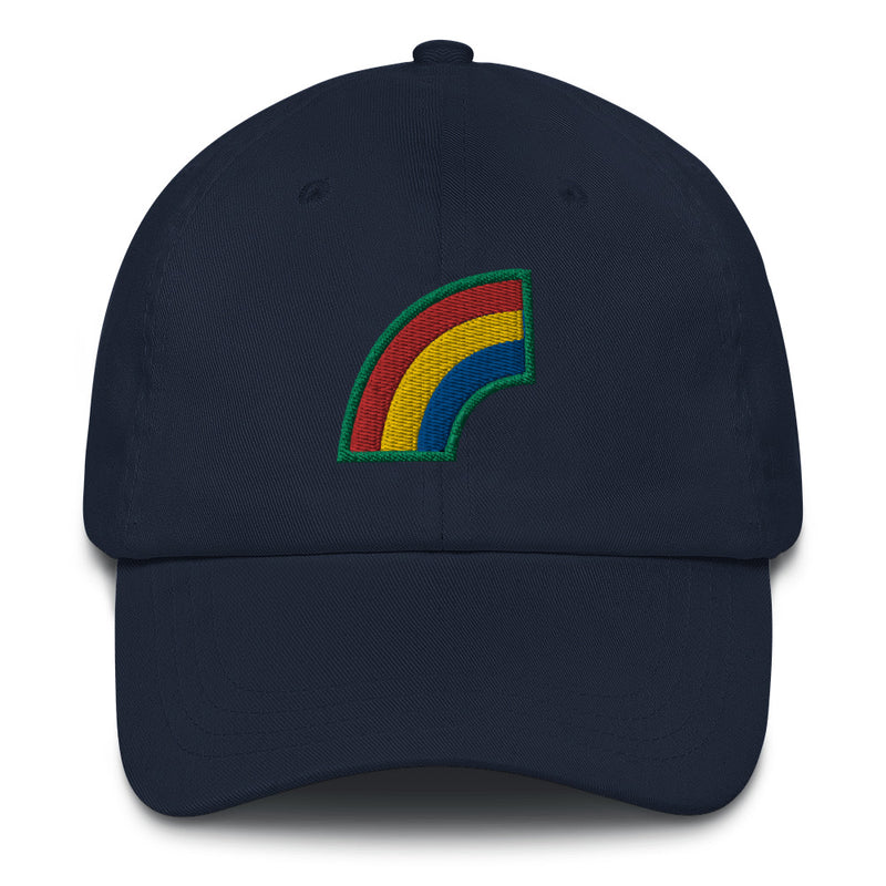A navy blue 42nd Infantry Division Hat with the logo on the front.  The hat has a curved visor and an adjustable strap at the back.
