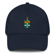 A navy blue 3rd Cavalry Regiment Hat with the logo on the front.  The hat has a curved visor and an adjustable strap at the back.